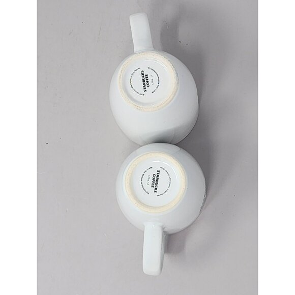 Starbucks Coffee White Ceramic Mugs Set Of 2 With Green Logo 12 Oz Capacity - Picture 6 of 9